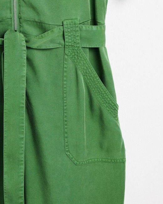 Oliver Bonas Green Zipper Up Short Sleeve Jumpsuit