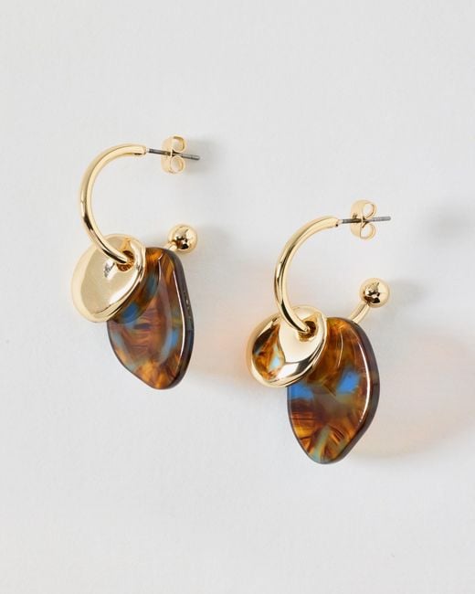 Oliver Bonas Metallic Bernice Resin Charm Hoop Earrings
