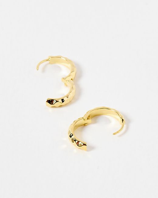 Oliver Bonas Metallic Efa Hammered Huggie Earrings Large