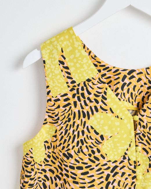 Oliver Bonas Yellow Palm Print Cami Top, Size 18