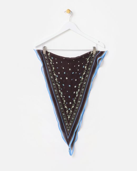 Oliver Bonas Brown Ditsy Floral Diamond Scarf