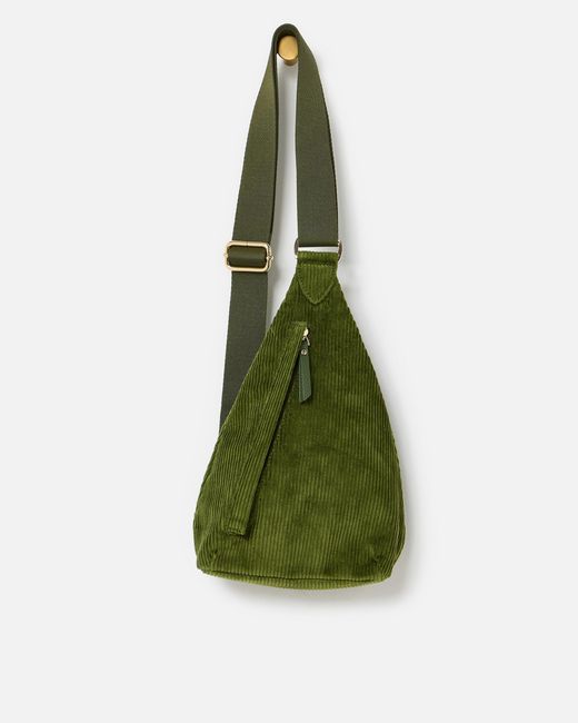 Oliver Bonas Green Brooke Corduroy Belt Bag