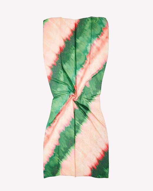 Oliver Bonas Green Watermelon Stripe Sparkle Pleated Lightweight Scarf