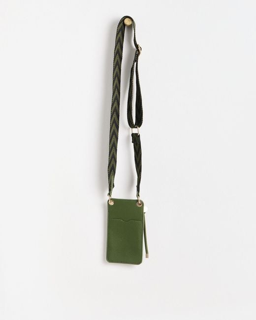 Oliver Bonas Green Khaki Crossbody Phone Bag