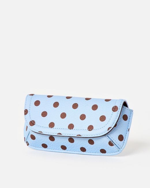 Oliver Bonas Blue Carly Light & Brown Polka Dot Sunglasses Case