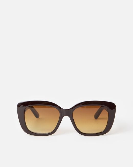 Oliver Bonas Brown Chocolate Oversized Square Cat Eye Sunglasses