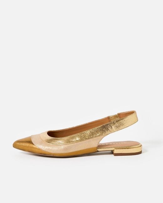 Oliver Bonas Natural Mixed Metallic Pointed Slingbacks, Size Uk 3