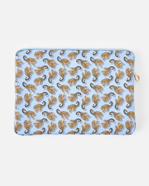 Oliver Bonas Blue Snow Leopard Laptop Case
