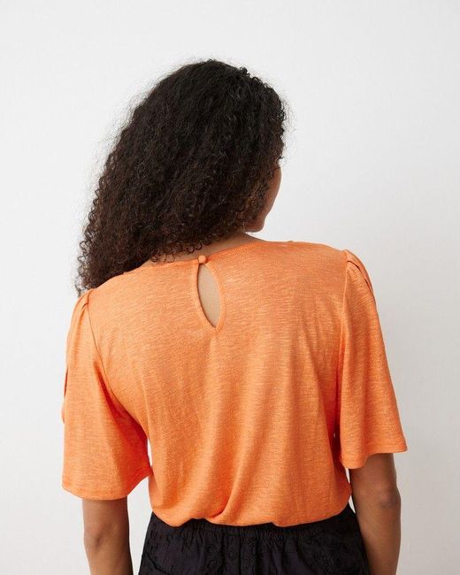 Oliver Bonas Orange Metallic Flute Sleeve T-shirt