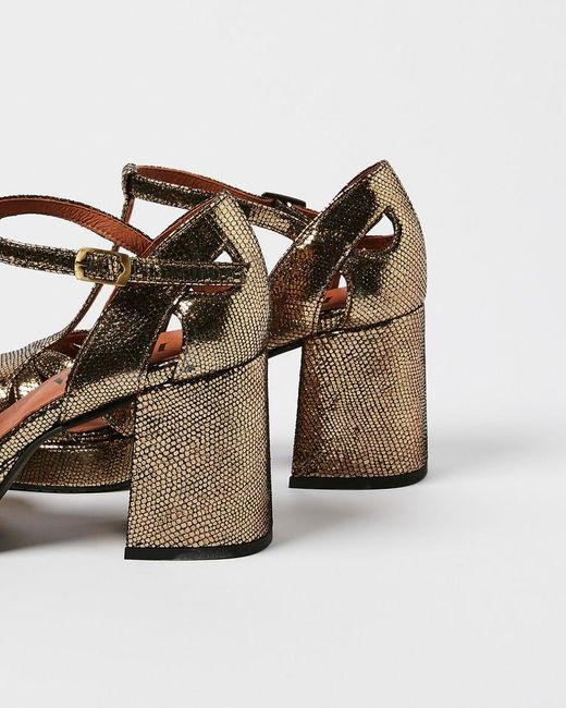 Oliver Bonas Esska Chaza Onyx Gold Heeled Sandals in Brown Lyst