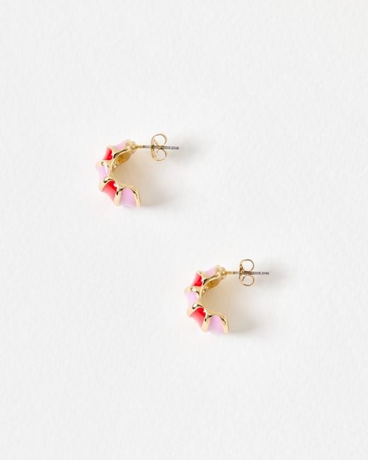 Oliver Bonas Kyra & Red Striped Enamel Hoop Earrings