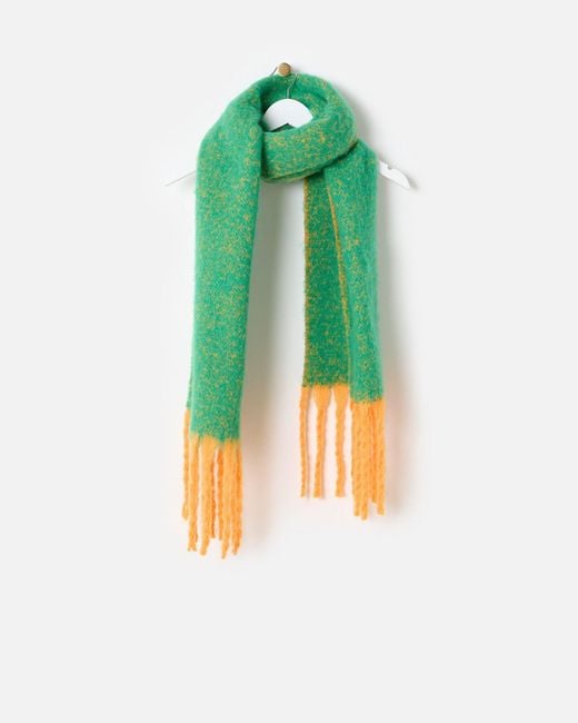 Oliver Bonas Green & Orange Speckled Heavyweight Chunky Scarf