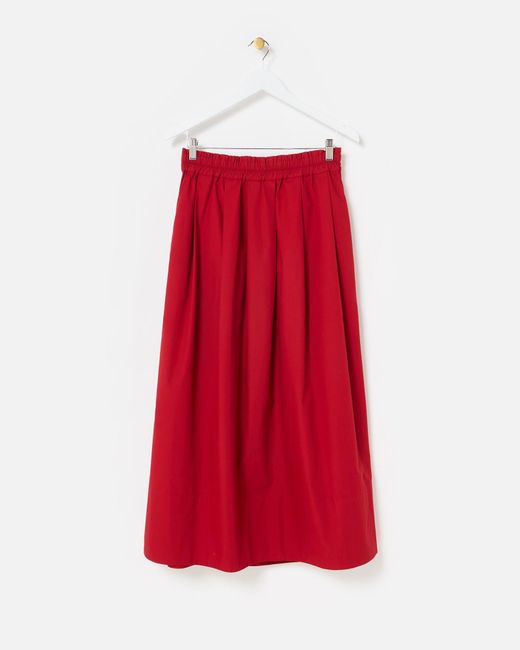 Oliver Bonas Red Dark Elasticated Waist Midi Skirt, Size 12
