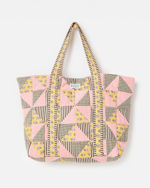 Oliver Bonas Natural Emily & Brown Patchwork Corduroy Tote Bag