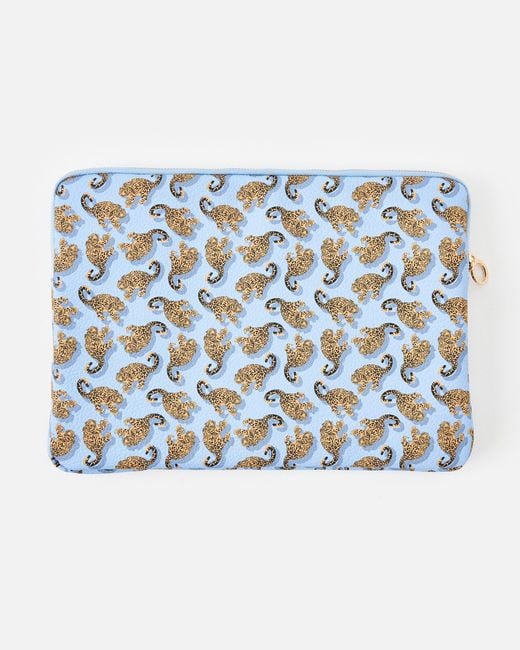 Oliver Bonas Blue Snow Leopard Laptop Case