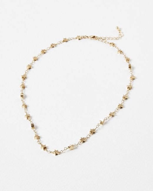 Oliver Bonas White Taurus Mini Stars Tone Chain Necklace