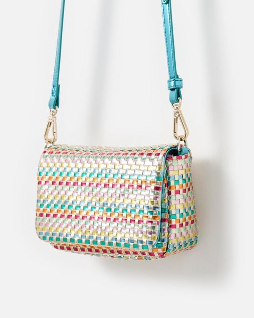 Oliver Bonas Rainbow Metallic Woven Crossbody Bag