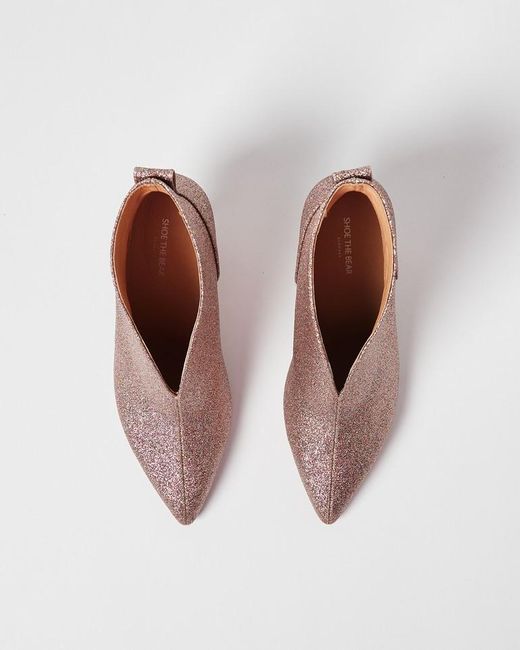 Oliver Bonas Shoe The Bear Valentine Gold Glitter Heeled Boots in Brown