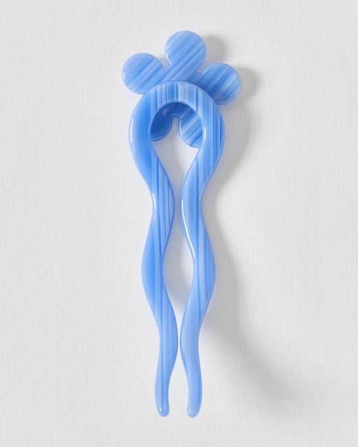 Oliver Bonas Blue Saffron Resin Flower Hair Pin