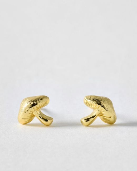 Oliver Bonas Metallic Myra Mushroom Charm Brushed Stud Earrings