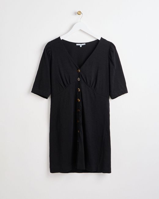 Oliver Bonas Black Button Up Jersey Dress, Size 6