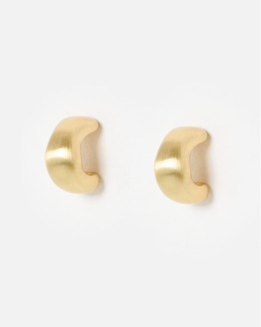 Oliver Bonas Natural Beatrice Small Brushed Tone Chunky Hoop Earrings