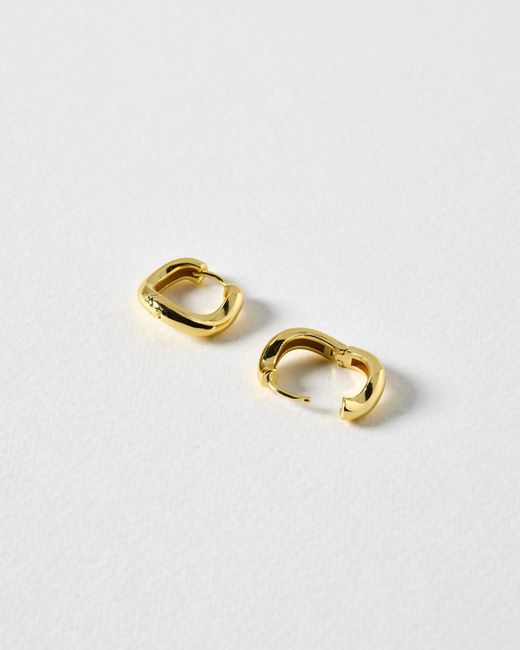 Oliver Bonas Metallic Ona Ripple Wave Clicker Hoop Earrings Large