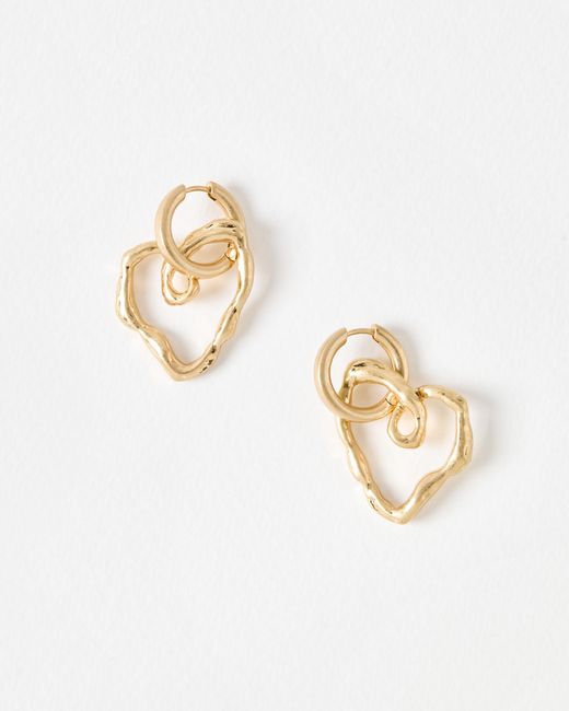 Oliver Bonas Metallic Jackson Heart Tone Drop Earrings