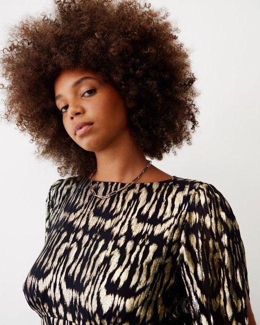 Oliver Bonas En Metallic Midi Dress in Brown Lyst