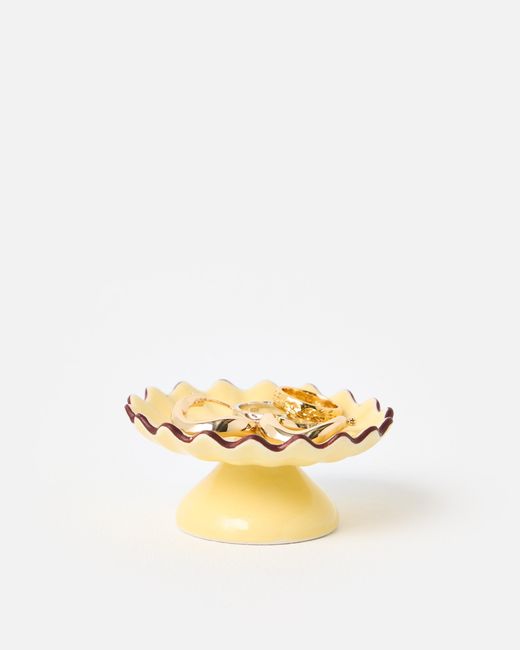 Oliver Bonas Metallic Ruffle Pedestal Ring Dish