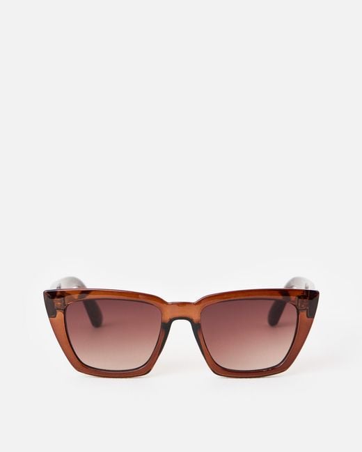 Oliver Bonas Pink Angled Square Sunglasses