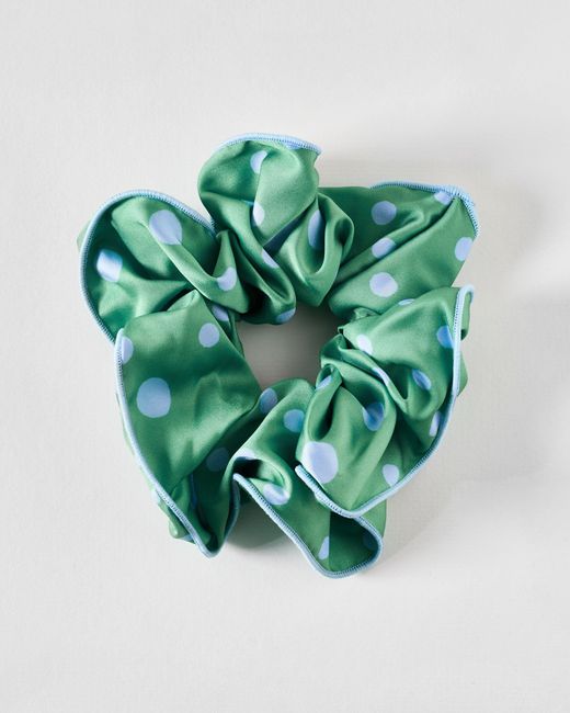 Oliver Bonas Green Julia & Blue Polka Dot Scrunchie