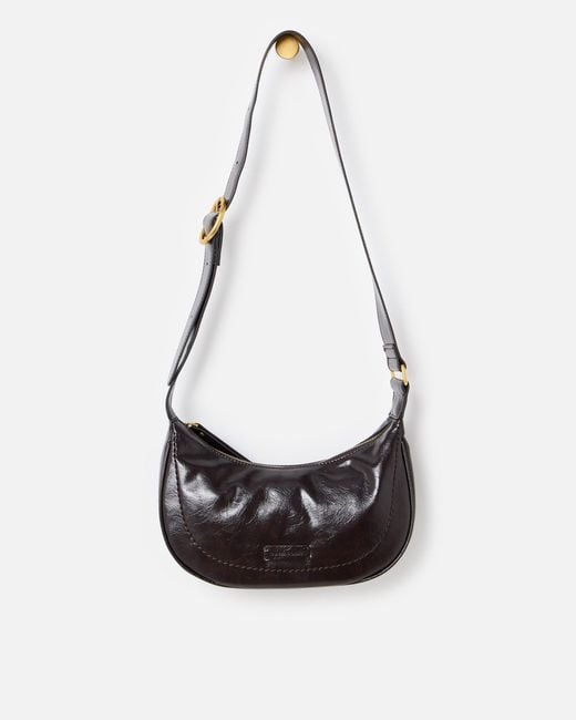 Oliver Bonas Black Ida Crackle Sling Mini Crossbody Bag