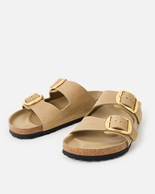 Birkenstock Natural Arizona Big Buckle Oiled Leather Sandals, Size 3.5