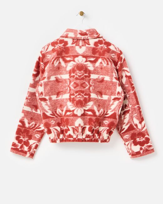 Oliver Bonas Red Rust & Cream Floral Wool Blend Jacket, Size 6