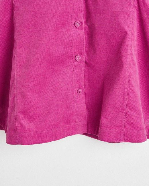 Oliver Bonas Pink Corduroy Pleated Sleeve Shirt