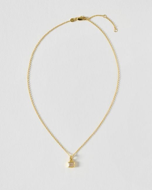 Oliver Bonas Metallic Ziva Moonstone Square Charm Pendant Necklace
