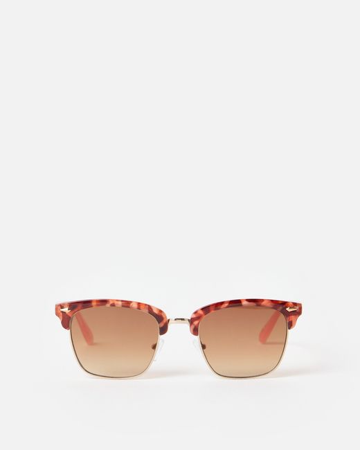 Oliver Bonas Pink Tort Square Browline Sunglasses