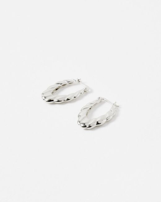 Oliver Bonas White Pippa Wavy Oval Hoop Earrings