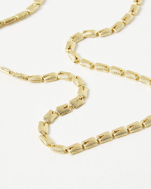 Oliver Bonas Natural Erica Textured Rectangular Chain Necklace