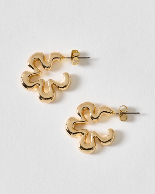Oliver Bonas Metallic Belle Flower Motif Hoop Earrings