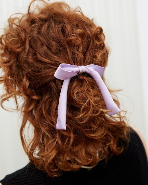 Oliver Bonas Brown Delilah Lilac Bow Elastic Hair Tie