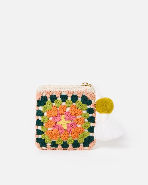 Oliver Bonas White Mika Square Crochet Pouch With Zip