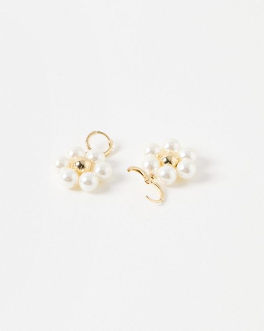 Oliver Bonas White Brizelle Faux Pearl Flower Drop Earrings