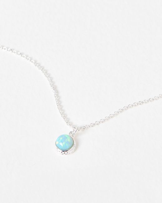 Oliver Bonas White Hilal Opalite Crescent Moon Charm Silver Pendant Necklace