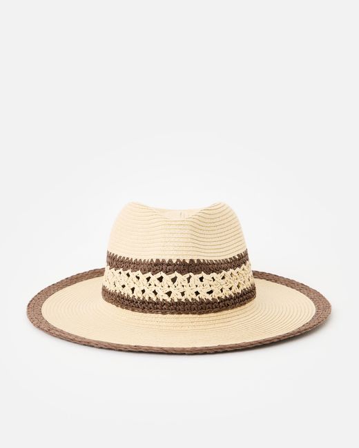 Oliver Bonas Natural Cream & Open Weave Fedora Hat