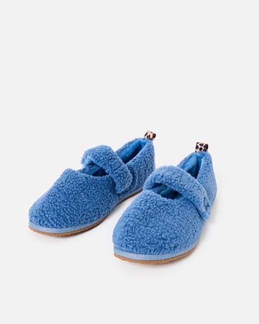 Oliver Bonas Blue Borg Mary Jane Slippers, Size Small