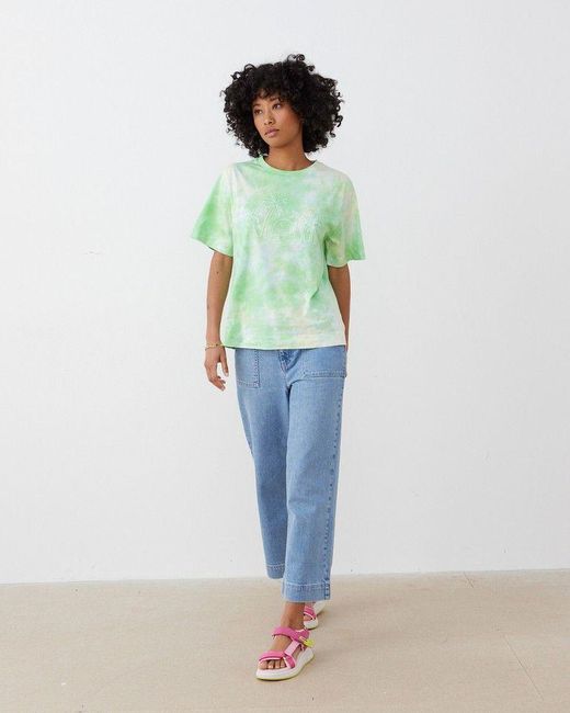 Oliver Bonas Green Tie Dye Palm Tree T-shirt