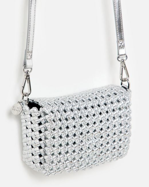 Oliver Bonas White Metallic Braided Crossbody Bag