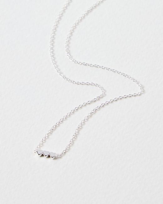 Oliver Bonas White Triple Heart Chain Necklace